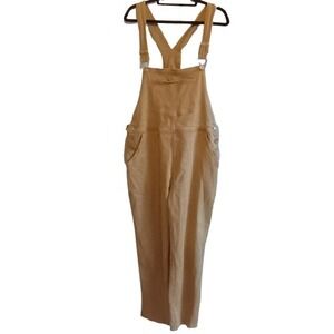 Khaki Overalls 2XL Wide Leg Jumpsuit Adjustable Straps Bib Pockets